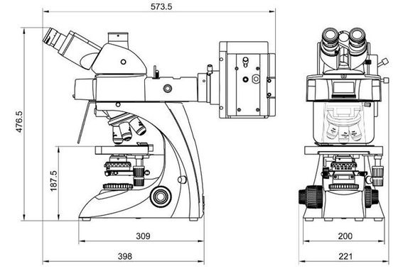 Integrated Dark Field Polarizing Lab Biological Microscope 4 Position